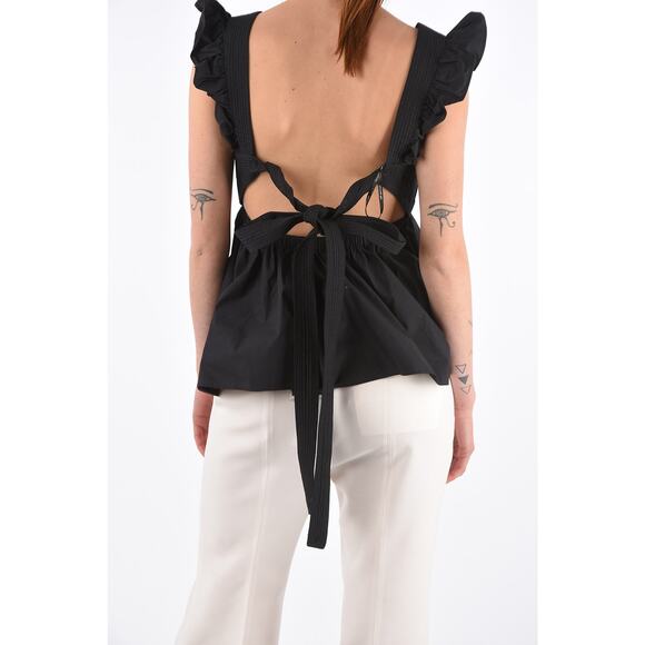 Self-Portrait Draped Sleeve Top with Back Neckline Size US 8 casual summer open - Picture 8 of 8